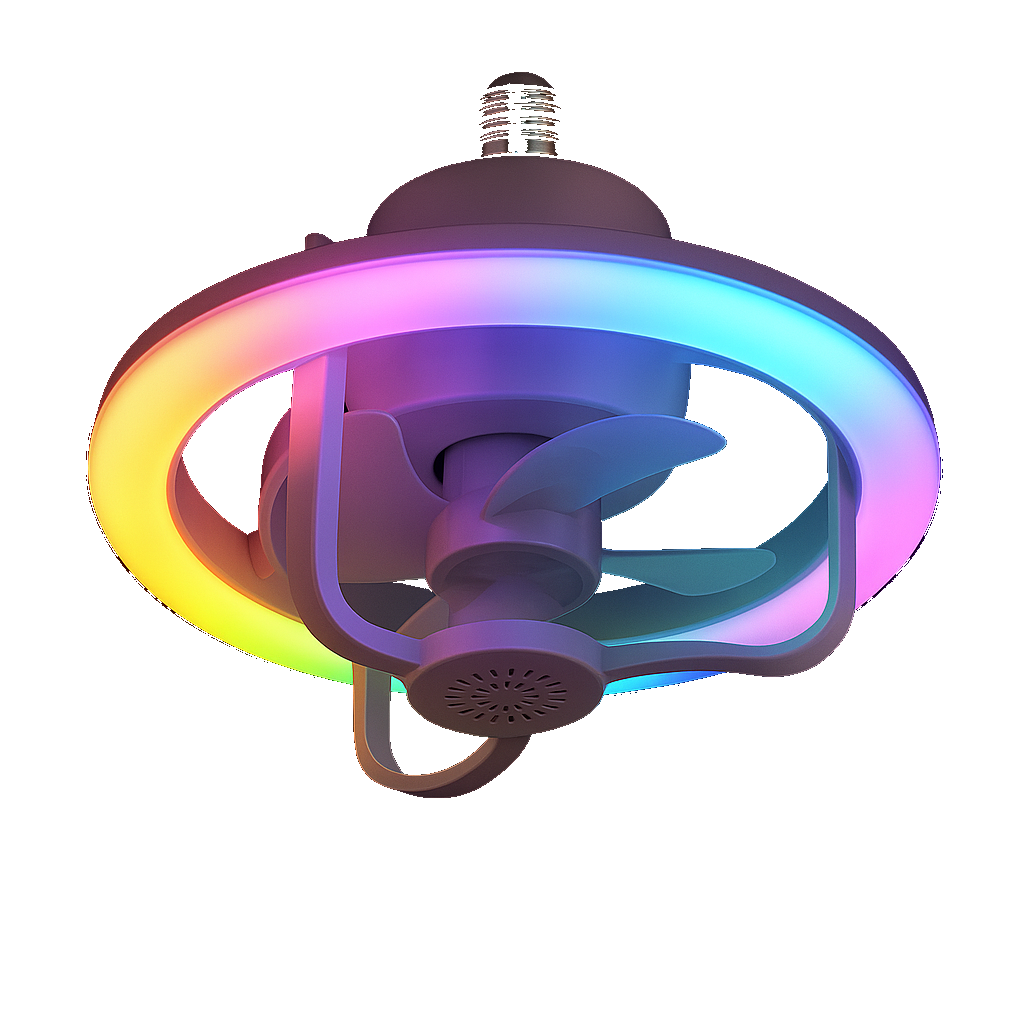 BreezeGlow Plug-in LED Ceiling Fan with Remote & RGB Lighting